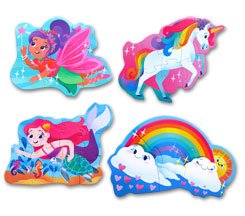 Junior Jigsaw 4in1 Beginner Shaped Puzzles Magical Creatures (1 box isi 4 puzzle: 3, 6, 9 & 12 keping)